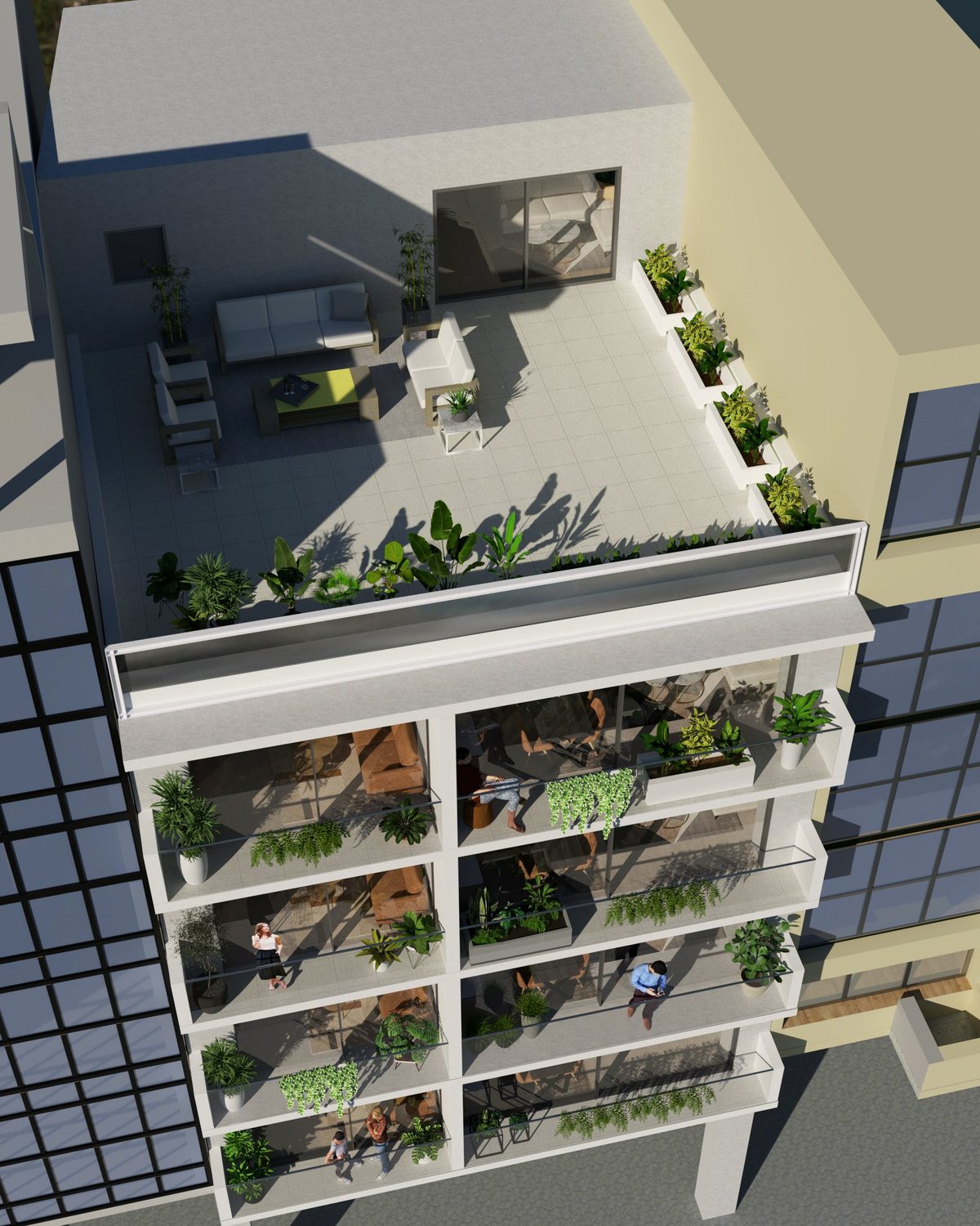 Paragon I — Street-level facade render